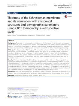 Thickness of the Schneiderian Membrane and Its Correlation With