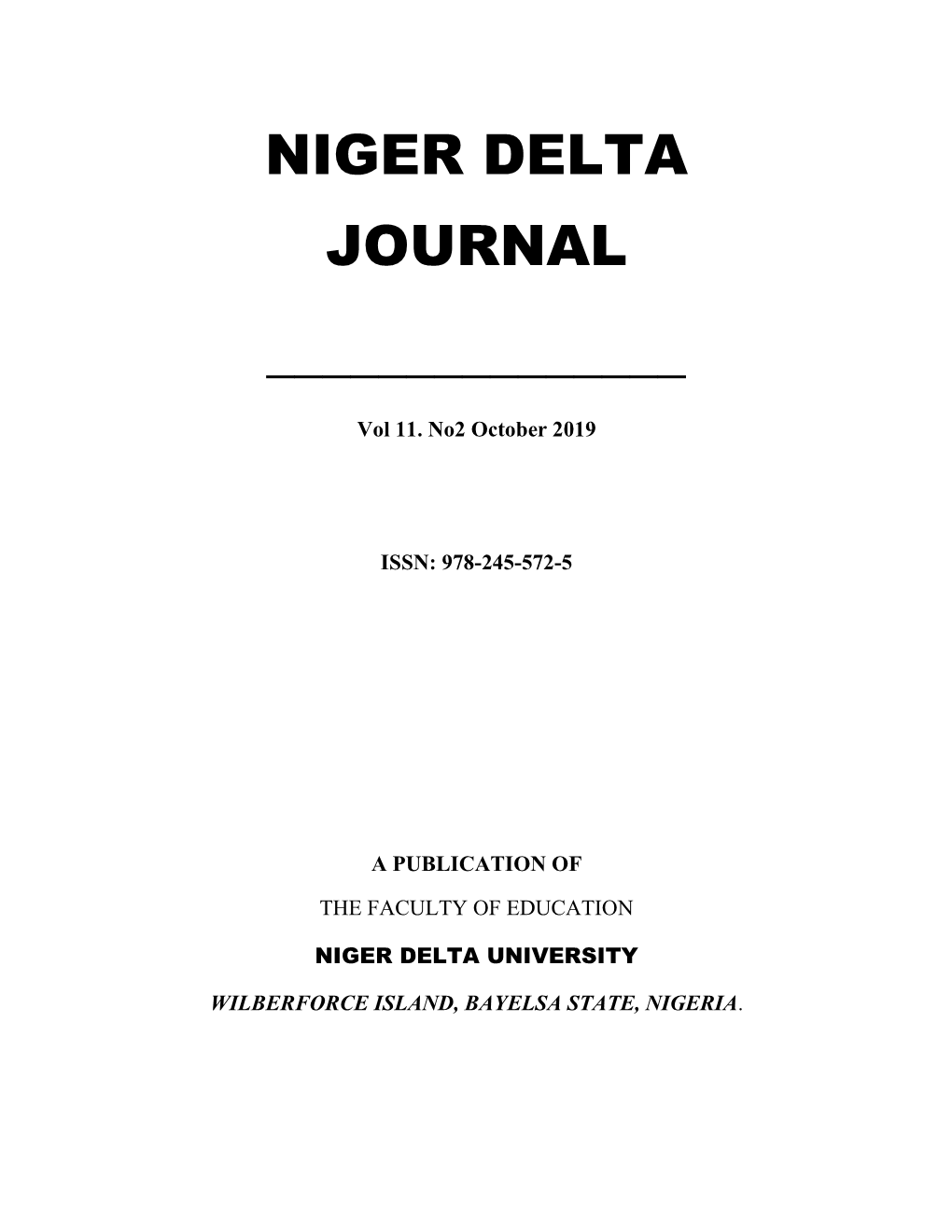 Niger Delta Journal ______