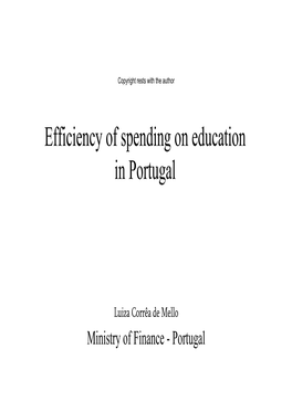 Efficiency of Spending on Education in Portugal