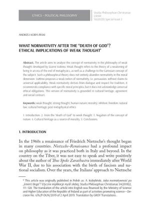 Choosing Normativity After the “Death of God”