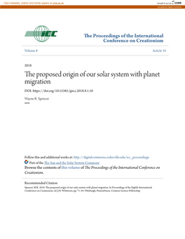 The Proposed Origin of Our Solar System with Planet Migration DOI