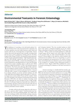 Environmental Toxicants in Forensic Entomology