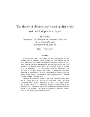 The Theory of Abstract Sets Based on First-Order Logic with Dependent Types
