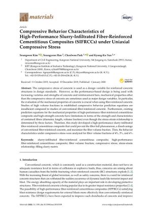 Compressive Behavior Characteristics of High-Performance Slurry-Inﬁltrated Fiber-Reinforced Cementitious Composites (Sifrccs) Under Uniaxial Compressive Stress