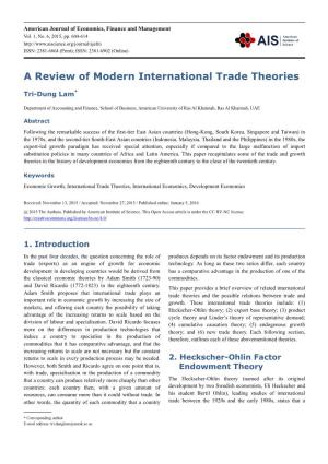 A Review of Modern International Trade Theories