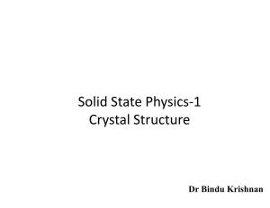 Solid State Physics-1 Crystal Structure