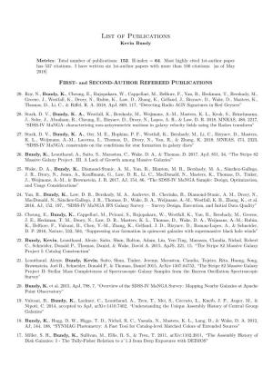 List of Publications Kevin Bundy