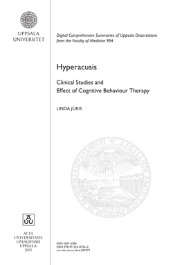 Hyperacusis: Clinical Studies and Effect of Cognitive Behaviour Therapy