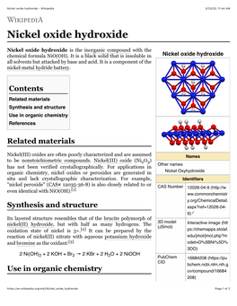 Nickel Oxide Hydroxide - Wikipedia 3/23/20, 11�44 AM