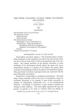 The Upper Paleozoic Floras, Their Succession and Range'