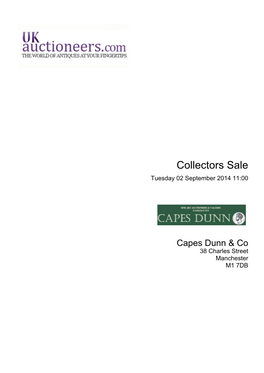 Collectors Sale Tuesday 02 September 2014 11:00
