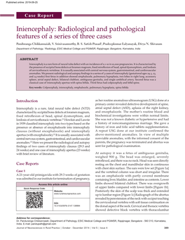 Iniencephaly: Radiological and Pathological Features of a Series of Three Cases Panduranga Chikkannaiah, V