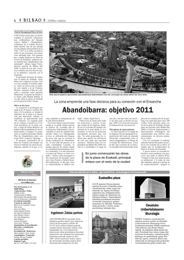 Abandoibarra: Objetivo 2011 Superficie De La Plaza a La Misma Cota Que Mazarredo