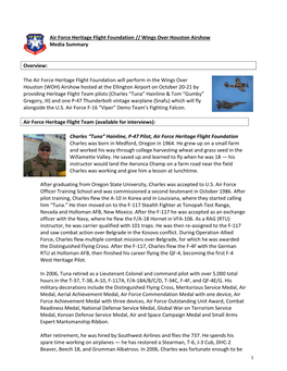 Air Force Heritage Flight Foundation // Wings Over Houston Airshow Media Summary