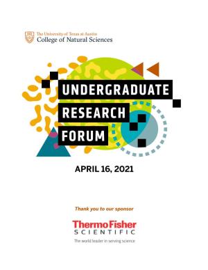 Undergraduate Research Forum 2021 - Schedule of Presenters