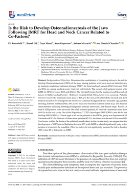 Is the Risk to Develop Osteoradionecrosis of the Jaws Following IMRT for Head and Neck Cancer Related to Co-Factors?
