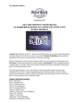 Get the Monday Night Blues at Hard Rock Hotel & Casino
