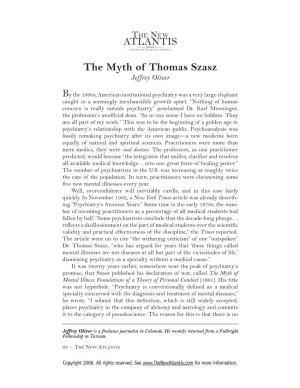 The Myth of Thomas Szasz Jeffrey Oliver