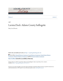 Lavinia Dock: Adams County Suffragette Mary Lou Schwartz