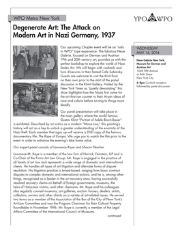 Degenerate Art: the Attack on Modern Art in Nazi Germany, 1937