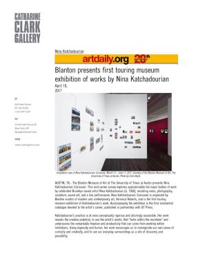Blanton Presents First Touring Museum Exhibition of Works by Nina Katchadourian April 18, 2017