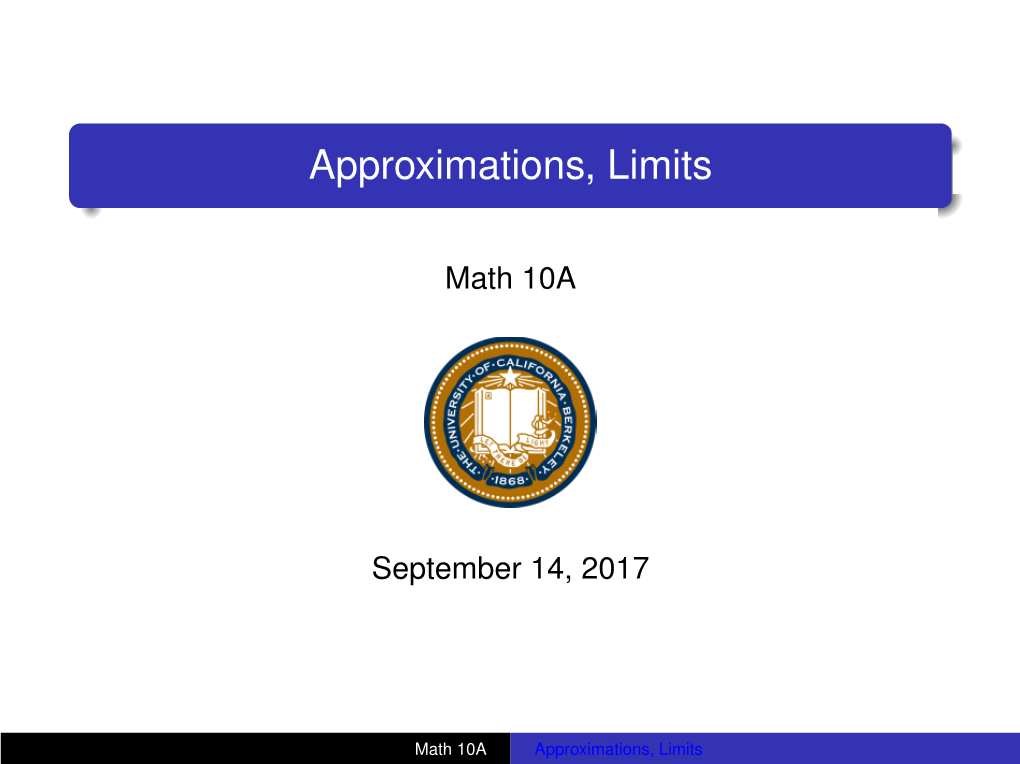 Approximations, Limits