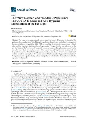 Pandemic Populism”: the COVID-19 Crisis and Anti-Hygienic Mobilisation of the Far-Right