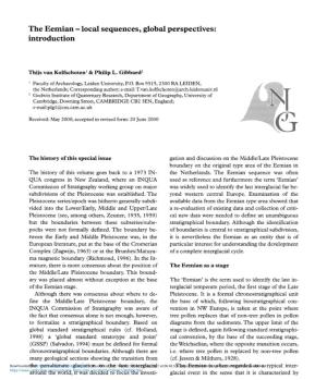 The Eemian - Local Sequences, Global Perspectives: Introduction