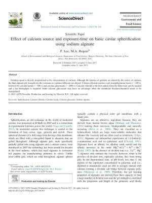 Effect of Calcium Source and Exposure-Time on Basic Caviar Spheriﬁcation Using Sodium Alginate