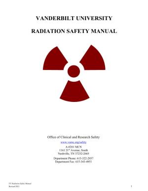 Vanderbilt University Radiation Safety Manual