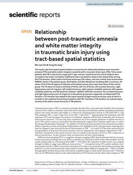 Relationship Between Post-Traumatic Amnesia and White Matter Integrity