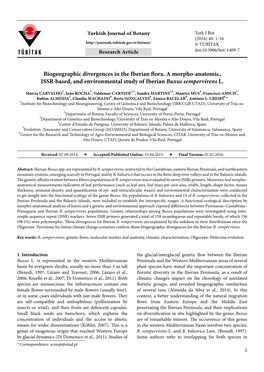 Biogeographic Divergences in the Iberian Flora. a Morpho-Anatomic, ISSR-Based, and Environmental Study of Iberian Buxus Sempervirens L