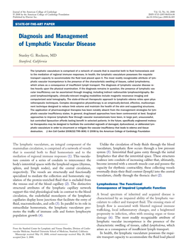 Diagnosis and Management of Lymphatic Vascular Disease