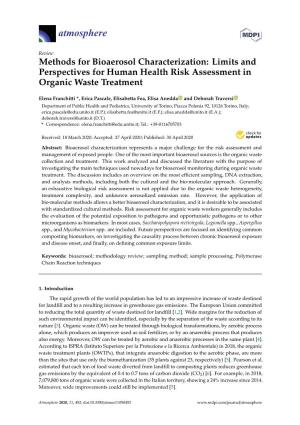 Methods for Bioaerosol Characterization: Limits and Perspectives for Human Health Risk Assessment in Organic Waste Treatment