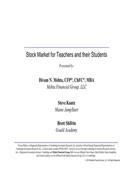 Stock Market for Teachers and Their Students