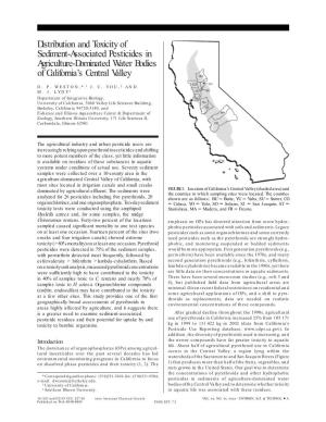 Distribution and Toxicity of Sediment-Associated Pesticides in Agriculture-Dominated Water Bodies of California’S Central Valley