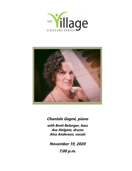 Chantale Gagné, Piano November 19, 2020 7:00 P.M
