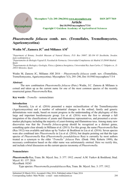 Tremellales, Tremellomycetes, Agaricomycotina)