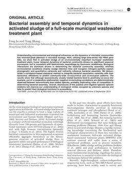 Bacterial Assembly and Temporal Dynamics in Activated Sludge of a Full-Scale Municipal Wastewater Treatment Plant