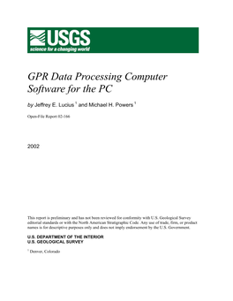 GPR Data Processing Computer Software for the PC by Jeffrey E