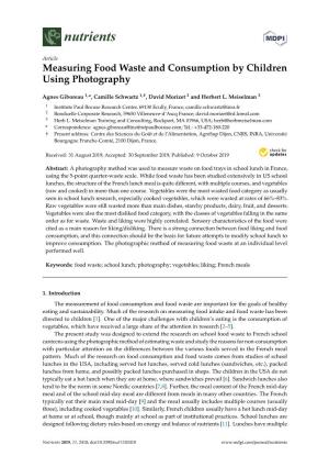 Measuring Food Waste and Consumption by Children Using Photography