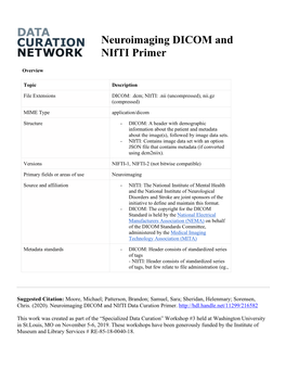Neuroimaging DICOM and Nifti Primer
