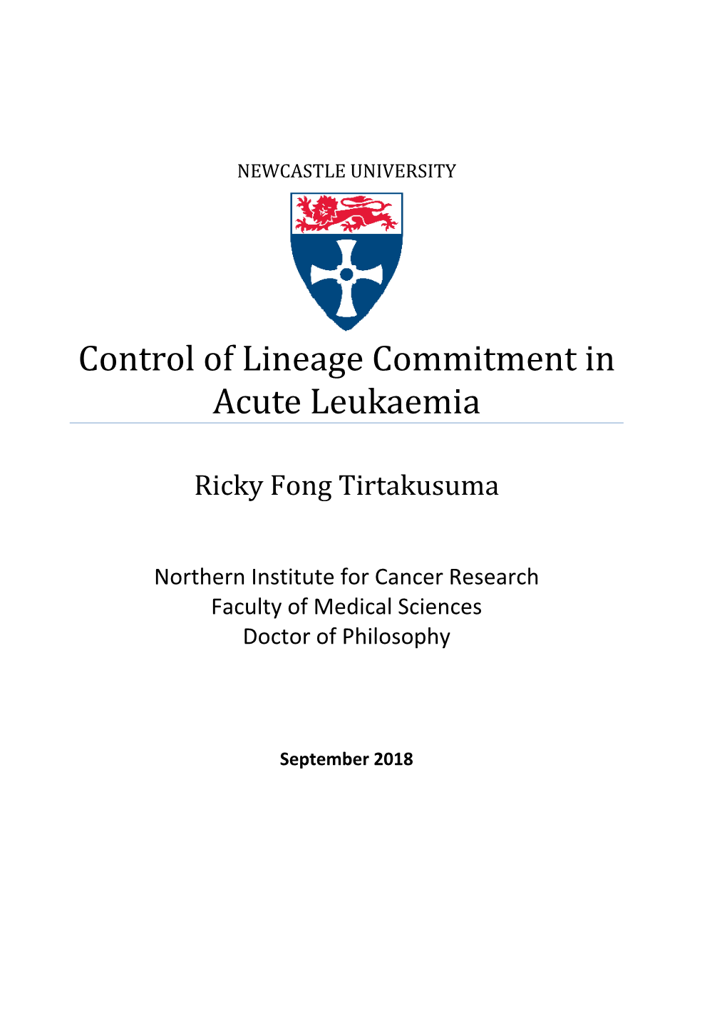 Control of Lineage Commitment in Acute Leukaemia