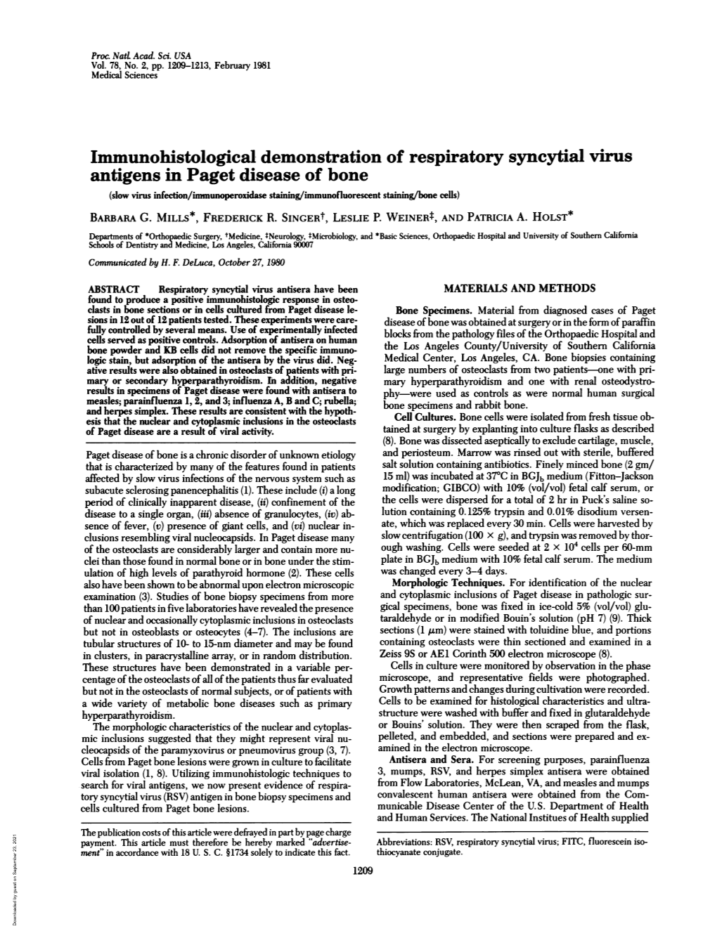 Immunohistological Demonstration of Respiratory Syncytial Virus Antigens