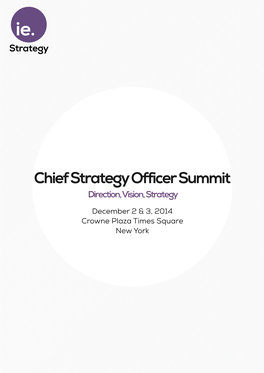 Chief Strategy Officer Summit Direction, Vision, Strategy