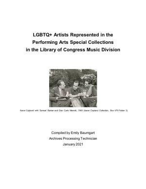 LGBTQ+ Artists Represented Int the Performing Arts Special Collections