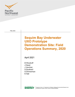 Sequim Bay Underwater UXO Prototype Demonstration Site: Field Operations Summary, 2020