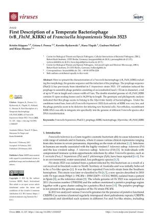 First Description of a Temperate Bacteriophage (Vb Fhim KIRK) of Francisella Hispaniensis Strain 3523
