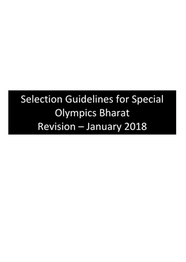 Selection Guidelines for Special Olympics Bharat