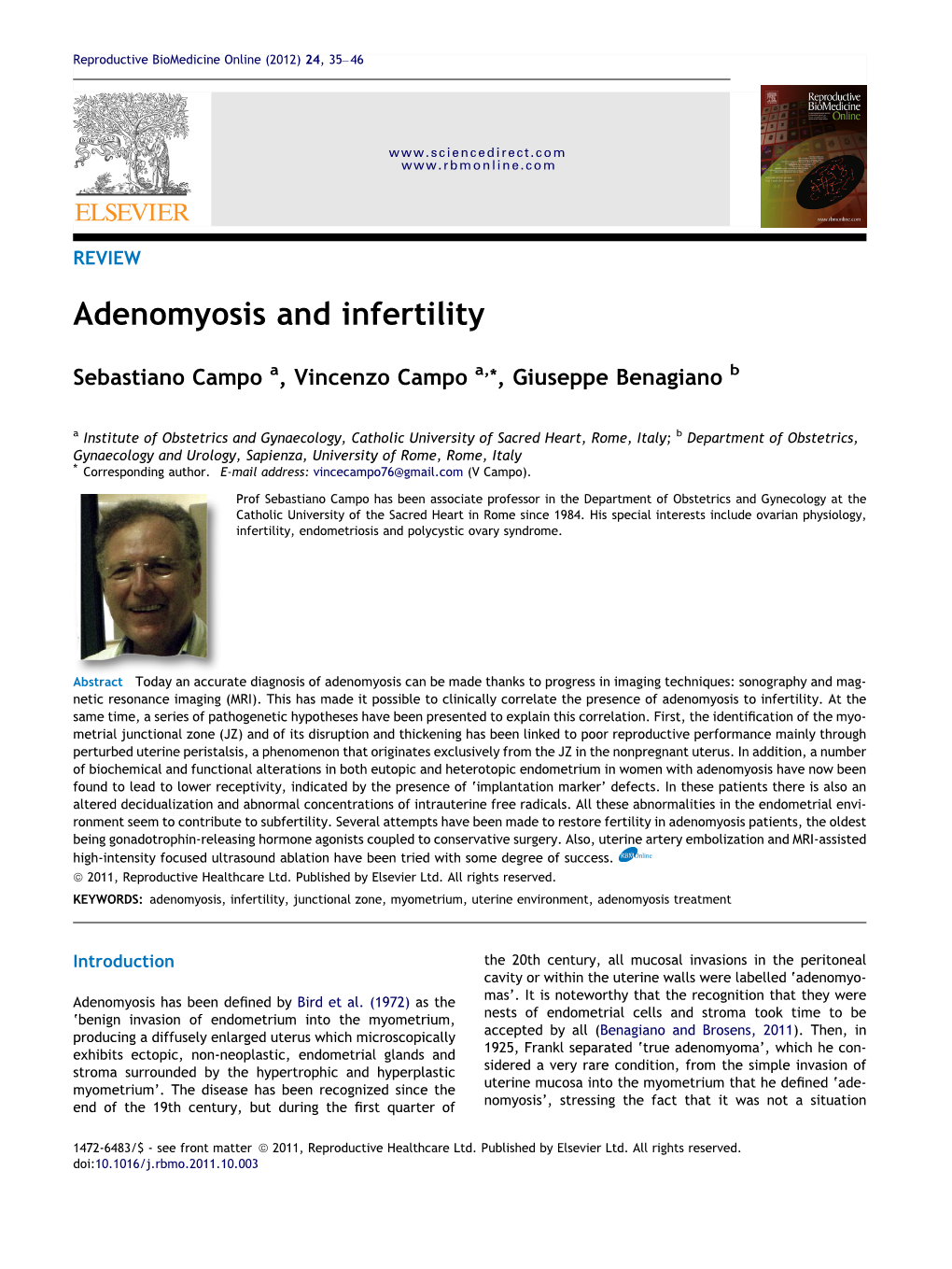 Adenomyosis and Infertility